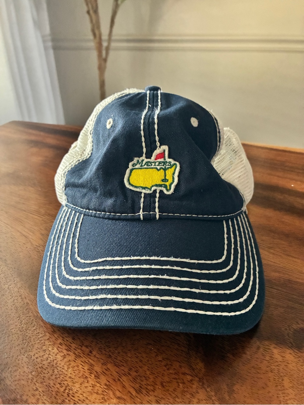 Masters Golf Tournament Trucker Hat American Needle Navy Stitch-Out SnapBack